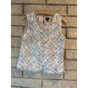 Worthington Womens Sleeveless Tweed Top Multicolor Size S